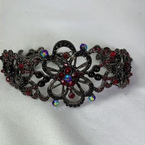 Vintage VCLM Bracelet. Red and Antique Gold - this bracelet sparkles.